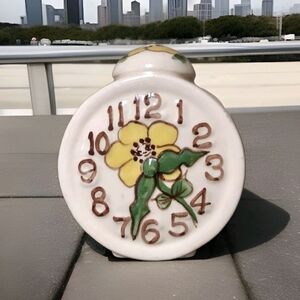 Vintage California Pottery Flower Clock Wall Pocket/Planter